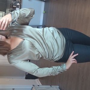 Green silky shimmery blouse